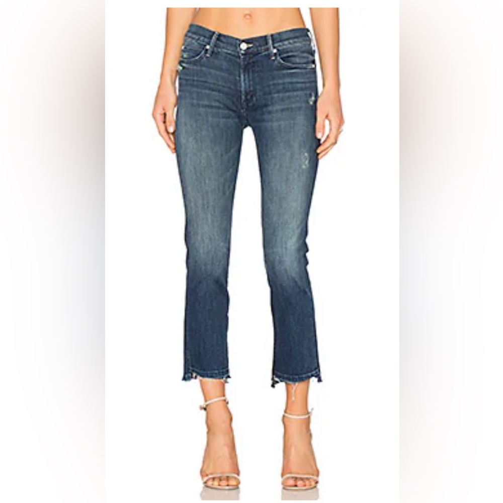 Mother jeans The Rascal Ankle raw hem color Dark Graffiti size 28 Mid-Rise